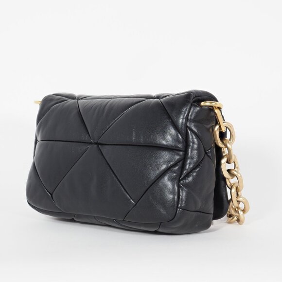 Prada System Shoulder Bag in Black Nappa Leather with Gold Chain - Picture 7 of 12